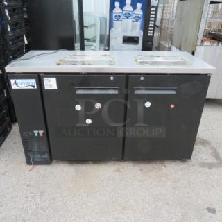 One Avantco 2 Door Keg Box With 2 Towers With 4 Taps. Model# 178UDD60HC. 115 Volt. 61X24.5X37