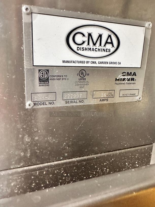 Excellent CMA Dishmachines AH-2 - 40 Rack/Hr Door-Type Pass Through Dishwasher 115volt Tested and Working! - Image 7 of 9