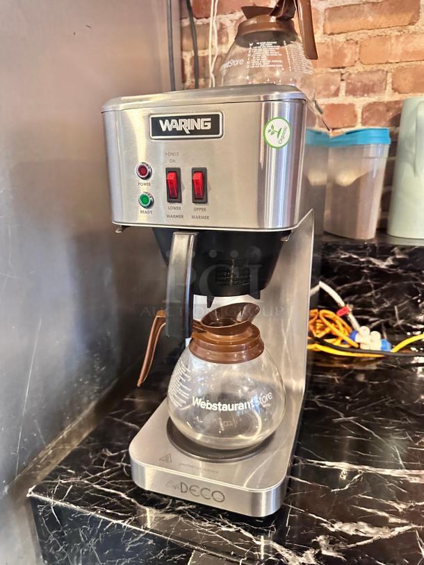 Excellent Waring WCM50 Pour-Over Coffee Brewer with 2 Decanter Warmers - 120V, 1800W Tested and Working! - Image 3 of 13