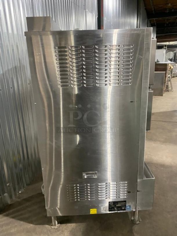 Cleveland Range Gemini Series Commercial Stainless Steel Natural Gas Powered 6 Pan Convection Steamer! With Upper & Lower Compartments! With Enclosed Pan Storage Underneath! With Built In Pan Holding Racks! Model: 24CGA6 SN: WC-69192-00F-01! On Legs! - Image 3 of 10
