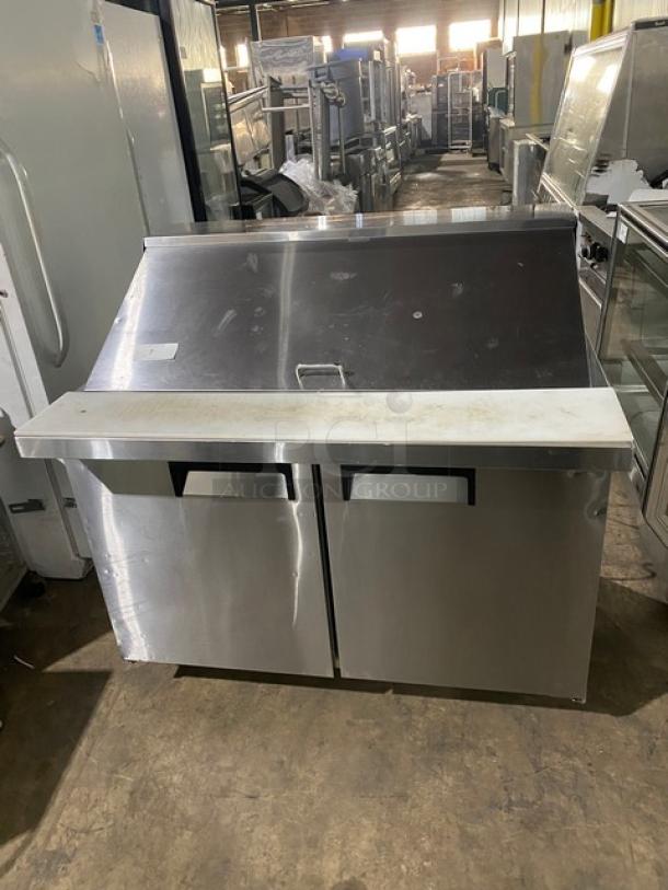 Cold Line Commercial Stainless Steel 2 Door Refrigerated Bain Marie Style Mega Top Salad/Sandwich Prep Table! With Poly Coated Wire Racks! With Removable Cutting Board! Model: SCLM2-E-HC SN: 6078423918040801! 115V! On Casters! - Image 1 of 9
