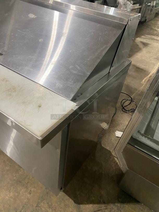 Cold Line Commercial Stainless Steel 2 Door Refrigerated Bain Marie Style Mega Top Salad/Sandwich Prep Table! With Poly Coated Wire Racks! With Removable Cutting Board! Model: SCLM2-E-HC SN: 6078423918040801! 115V! On Casters! - Image 2 of 9