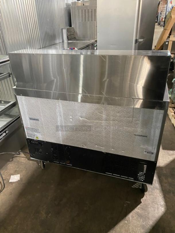Cold Line Commercial Stainless Steel 2 Door Refrigerated Bain Marie Style Mega Top Salad/Sandwich Prep Table! With Poly Coated Wire Racks! With Removable Cutting Board! Model: SCLM2-E-HC SN: 6078423918040801! 115V! On Casters! - Image 4 of 9