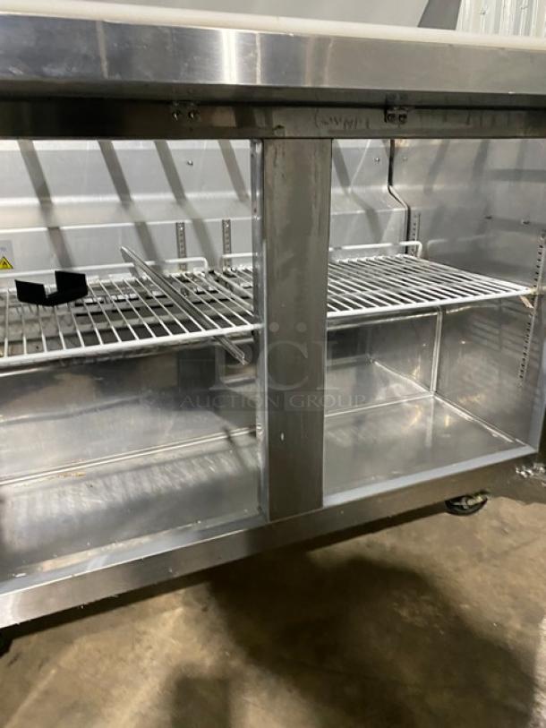 Cold Line Commercial Stainless Steel 2 Door Refrigerated Bain Marie Style Mega Top Salad/Sandwich Prep Table! With Poly Coated Wire Racks! With Removable Cutting Board! Model: SCLM2-E-HC SN: 6078423918040801! 115V! On Casters! - Image 6 of 9