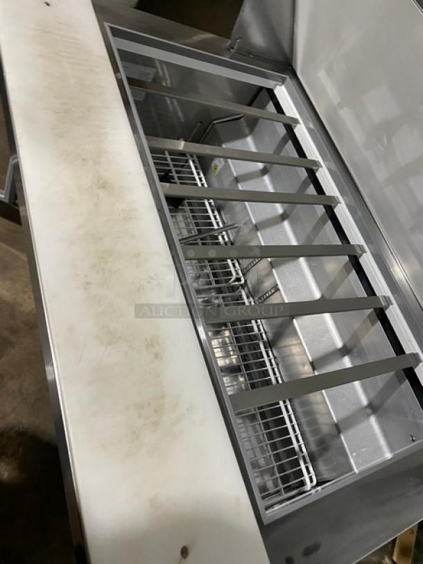 Cold Line Commercial Stainless Steel 2 Door Refrigerated Bain Marie Style Mega Top Salad/Sandwich Prep Table! With Poly Coated Wire Racks! With Removable Cutting Board! Model: SCLM2-E-HC SN: 6078423918040801! 115V! On Casters! - Image 7 of 9