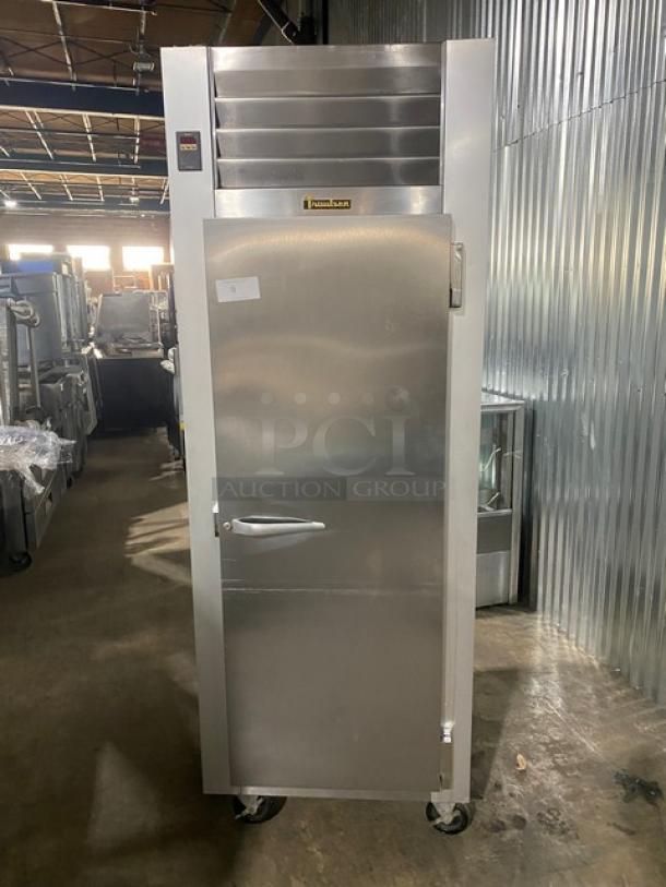 Traulsen Commercial Stainless Steel Solid Single Door Reach In Freezer! With Poly Coated Wire Racks! Model: G12010 SN: T93868D05! 115V 1 Phase! On Casters! - Image 1 of 7