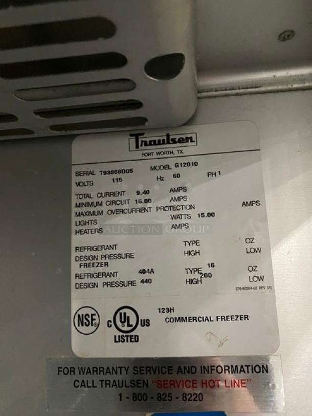 Traulsen Commercial Stainless Steel Solid Single Door Reach In Freezer! With Poly Coated Wire Racks! Model: G12010 SN: T93868D05! 115V 1 Phase! On Casters! - Image 7 of 7
