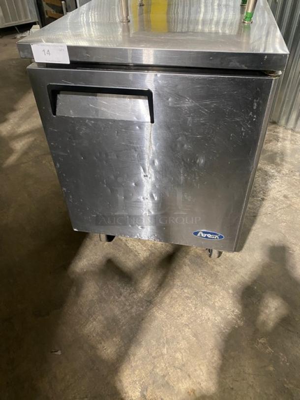 Atosa Commercial Stainless Steel Solid Single Door Undercounter Refrigerator! With Poly Coted Wire Rack! Model: MGF8401! On Casters! - Image 1 of 7