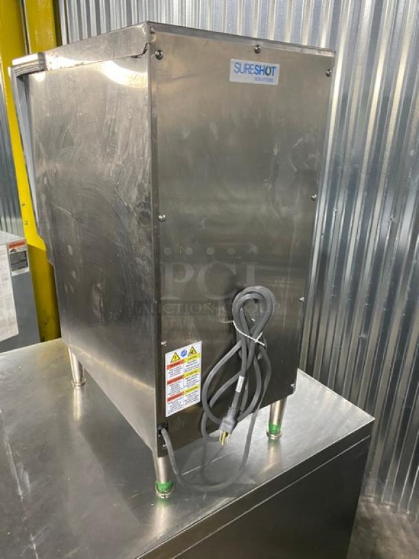 SureShot Solutions Dunkin Donuts Style Commercial Stainless Steel Countertop Refrigerated Milk/Cream Liquid Dispenser! With 3 Hoppers! Model: AC20 SN: 1521-031579! 120V 1 Phase! On Legs! - Image 3 of 8