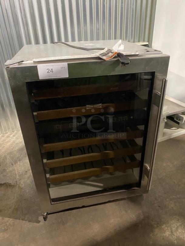 Sub-Zero Commercial Stainless Steel Single Glass Door Dual Zone Single Section Wine Cooler! Model: 424! 115V 1 Phase! - Image 1 of 6