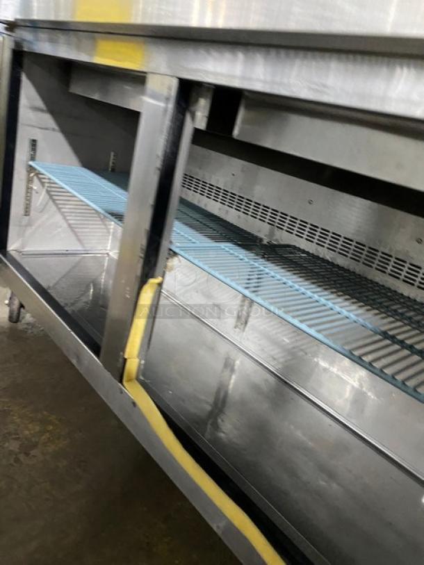 Dukers Commercial Stainless Steel 2 Door Refrigerated Bain Marie Style Mega Top Salad/Sandwich Prep Table! With Poly Coated Wire Racks! Model: DSP60 SN: DUK211103! 115V! On Casters! - Image 6 of 9