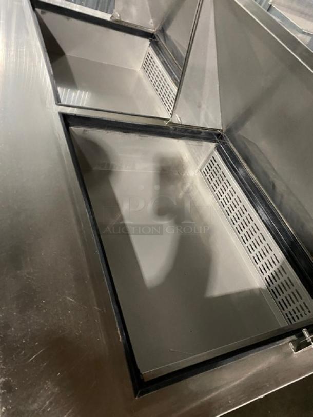 Dukers Commercial Stainless Steel 2 Door Refrigerated Bain Marie Style Mega Top Salad/Sandwich Prep Table! With Poly Coated Wire Racks! Model: DSP60 SN: DUK211103! 115V! On Casters! - Image 7 of 9