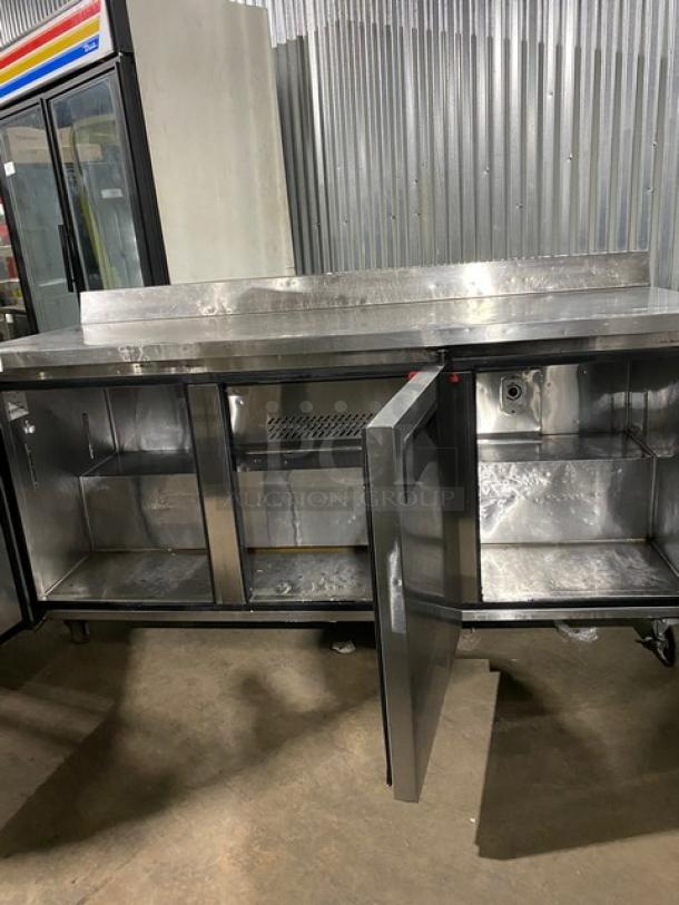 Migali Commercial Stainless Steel 3 Door Undercounter Worktop Refrigerator! With Back Splash & 72" Worktop! Model: C-U72R SN: C-U72R15032092004! 115V 1 Phase! On Casters! - Image 5 of 9