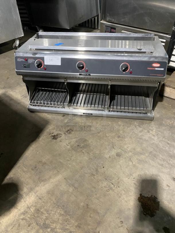 Hatco Thermo-Finisher Series Commercial Stainless Steel Electric Powered Wall Mounted 3-Bay Salamander Broiler/Cheese Melter! With Individual Controls! With Removable Dividers! Model: TFWM36-3900! 240V! - Image 1 of 9