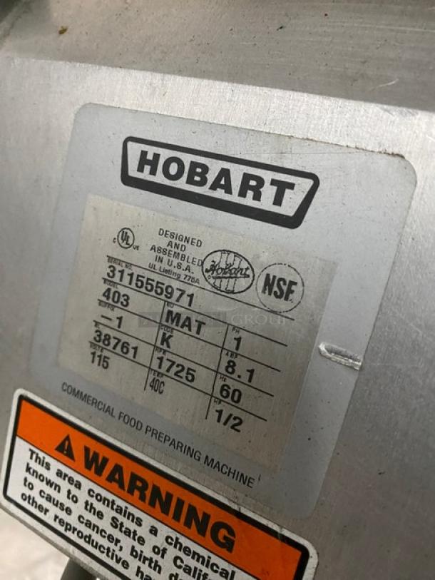 Hobart Commercial Electric Powered Countertop Meat Tenderizer! Model: 403 SN: 311555971! 115V 1 Phase! - Image 5 of 8