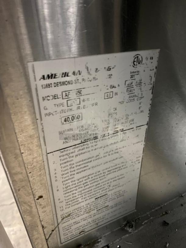 American Range Commercial Stainless Steel Natural Gas Powered Deep Fat Fryer! With Back Splash & Basket Hanger! With Frying Baskets! On Legs! - Image 8 of 9