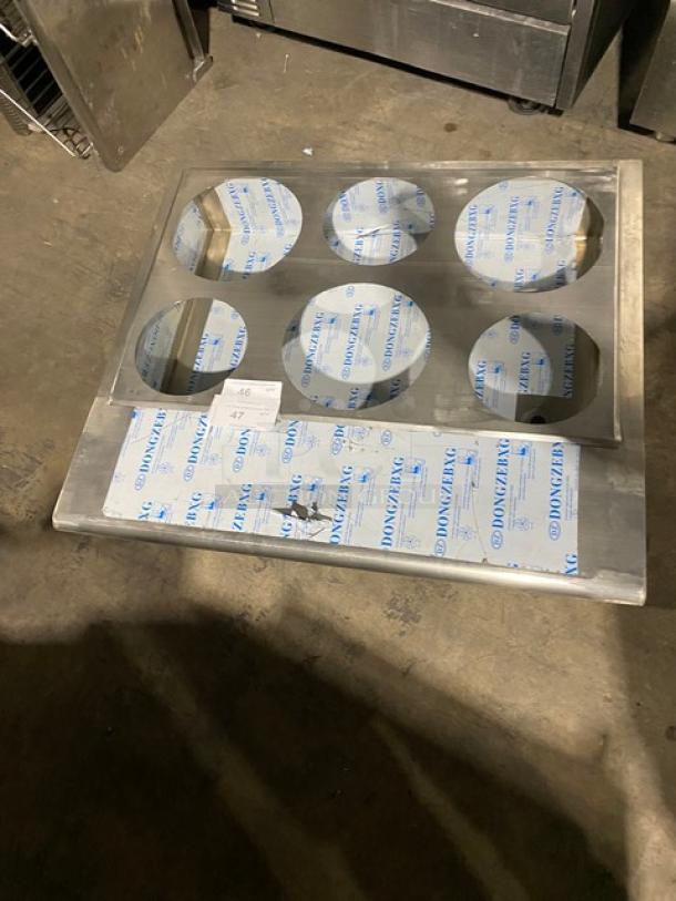 NEW! Commercial Stainless Steel 6-Hole Steam Table Adapter Plate! With Hot Well & Drain Hole! - Image 1 of 7