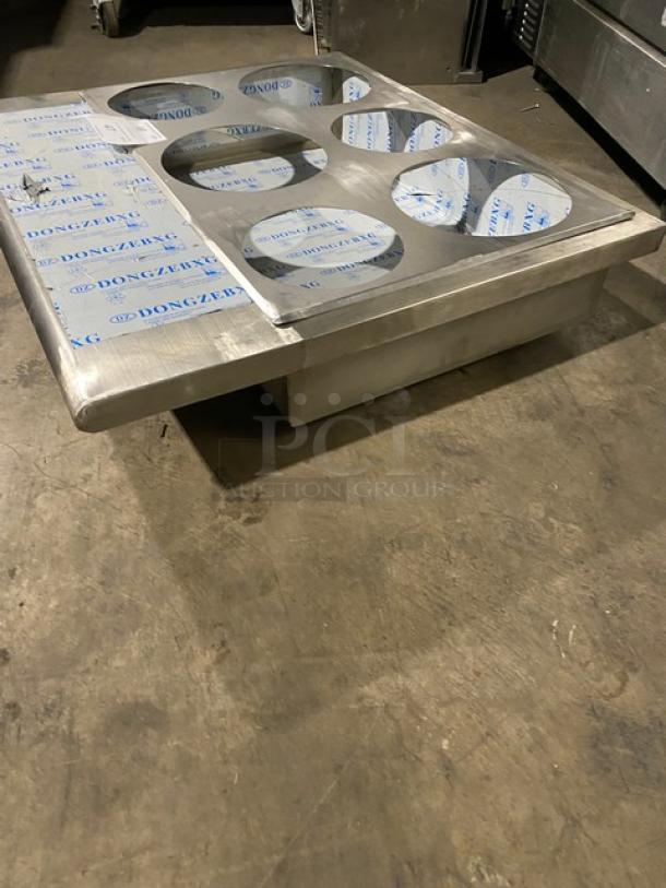 NEW! Commercial Stainless Steel 6-Hole Steam Table Adapter Plate! With Hot Well & Drain Hole! - Image 2 of 7