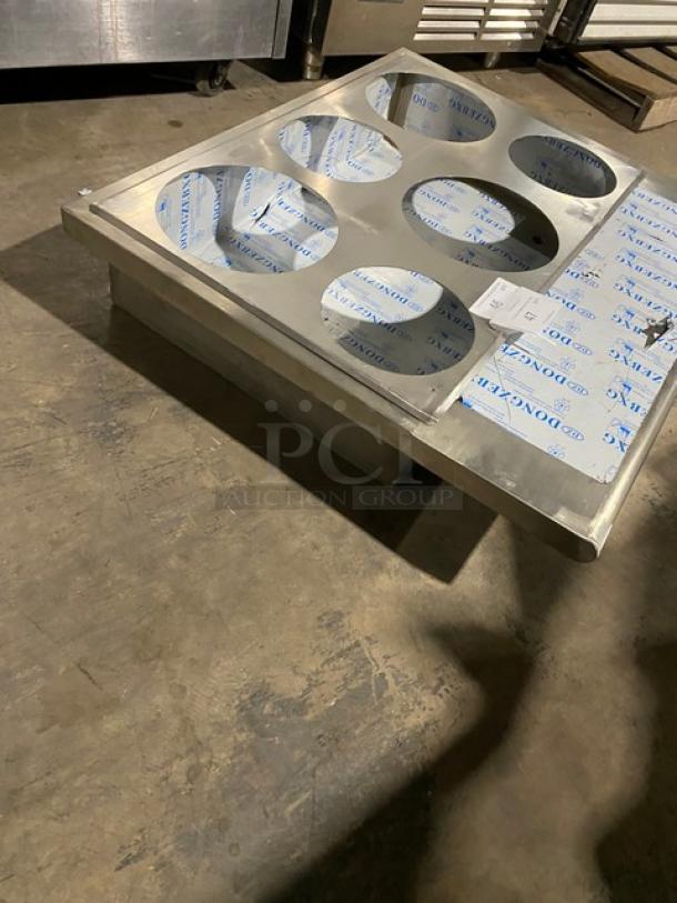 NEW! Commercial Stainless Steel 6-Hole Steam Table Adapter Plate! With Hot Well & Drain Hole! - Image 3 of 7