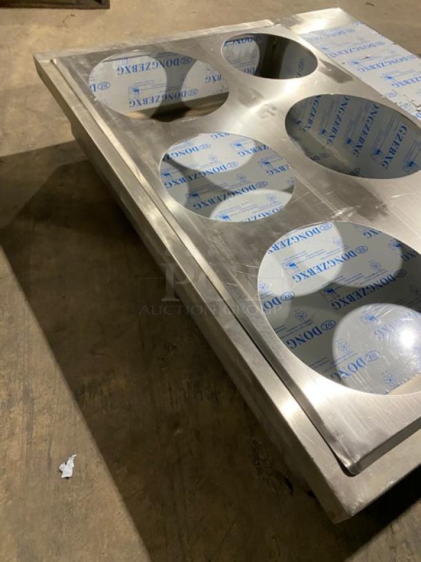 NEW! Commercial Stainless Steel 6-Hole Steam Table Adapter Plate! With Hot Well & Drain Hole! - Image 4 of 7