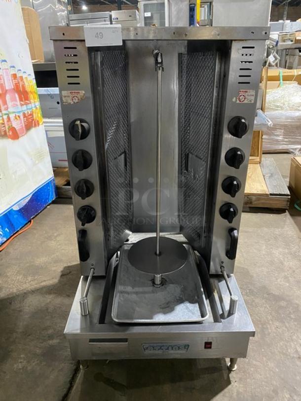 WOW! Attias Commercial Stainless Steel Natural Gas Powered Heavy-Duty Gyro Machine! With 8 Infrared Ceramic Burners! On Legs! Working When Removed! - Image 1 of 10