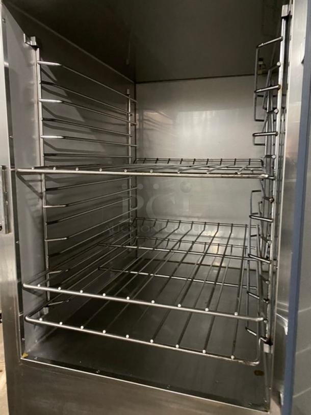 Alto-Shaam Halo Heat Series Commercial Stainless Steel Dutch Door Dual Compartment Mobile Heated Holding/Proofing Cabinet! With Wire Racks! Model: 1000-UP SN: 1057014-000! 120V 1 Phase! On Casters! - Image 6 of 9