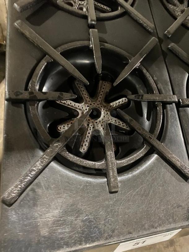 WOW! Garland Commercial Stainless Steel Natural Gas Powered 6 Burner/Raised Flat Griddle Split Top Range & Double Oven Combo! With Built-In Broiler/Cheese Melter! With Back Splash & Overhead Salamander Shelf! With Wired Oven Racks! On Casters! Working When Removed! - Image 6 of 10