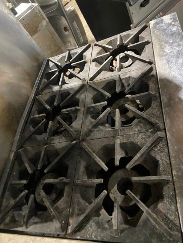 Imperial Commercial Stainless Steel Natural Gas Powered 6 Burner Range/Oven Combo! With Back Splash & Overhead Salamander Broiler/Cheese Melter! With Wire Oven Rack! On Casters! - Image 5 of 10