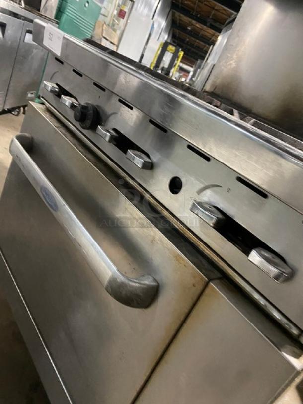 Imperial Commercial Stainless Steel Natural Gas Powered 6 Burner Range/Oven Combo! With Back Splash & Overhead Salamander Broiler/Cheese Melter! With Wire Oven Rack! On Casters! - Image 9 of 10