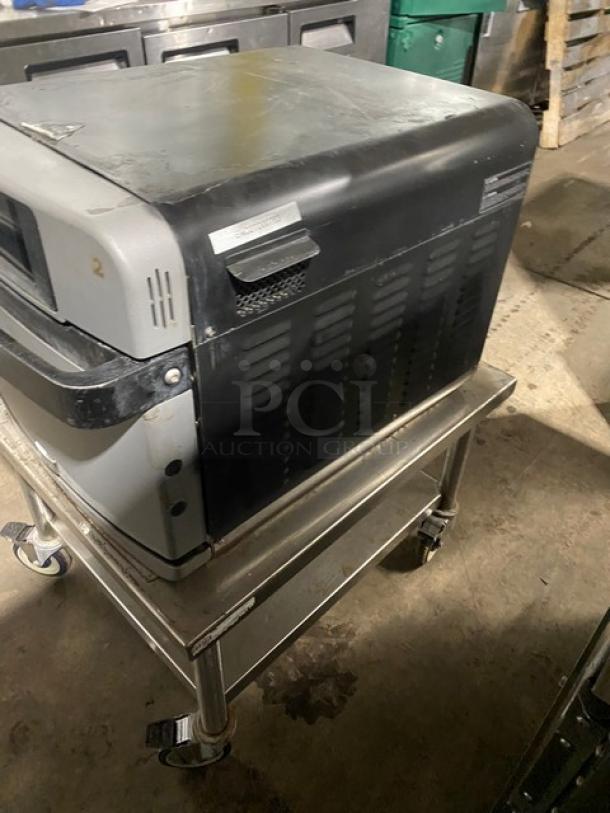 TurboChef Commercial Stainless Steel Electric Powered High Speed Countertop Rapid Cook Oven! With Cook Stone! Model: ENCORE 2 SN: ENC2TD00763! 208-240V 1 Phase! On Single Shelf Equipment Cart With Casters! - Image 2 of 8