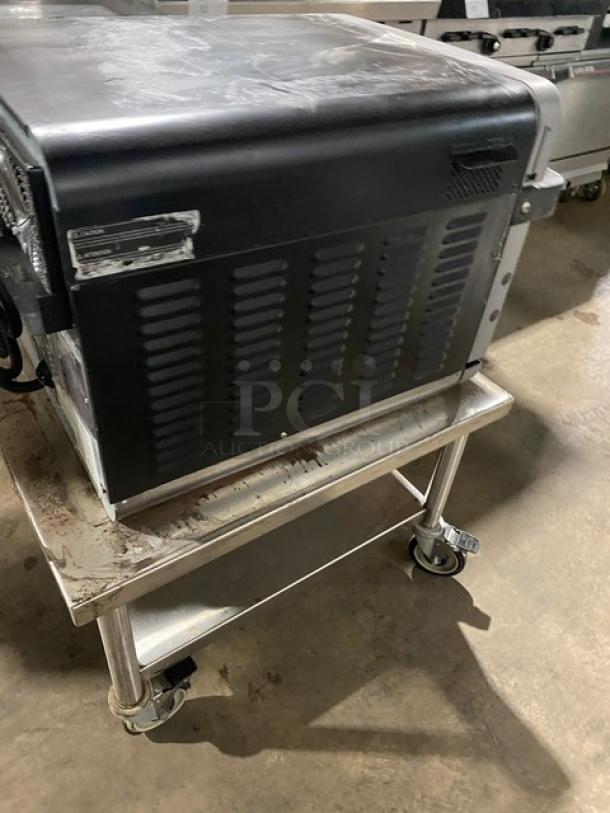 TurboChef Commercial Stainless Steel Electric Powered High Speed Countertop Rapid Cook Oven! With Cook Stone! Model: ENCORE 2 SN: ENC2TD00763! 208-240V 1 Phase! On Single Shelf Equipment Cart With Casters! - Image 4 of 8