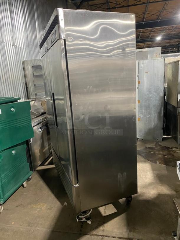 Master-Bilt Commercial Stainless Steel Solid 2 Door Reach In Refrigerator! With Poly Coated Wire Racks! Model: CCR-49DR SN: IT101411! 115V 1 Phase! On Casters! - Image 2 of 10