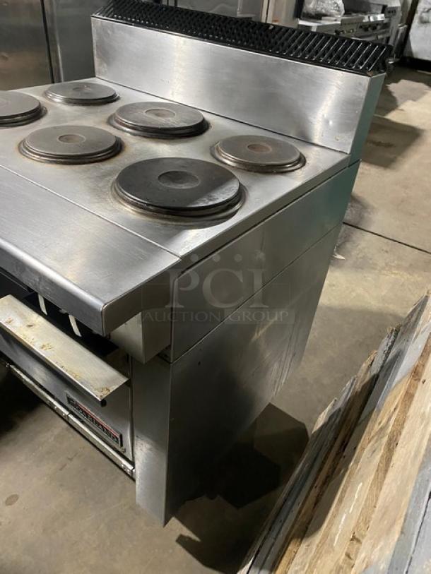 Garland Commercial Stainless Steel Electric Powered 6 Sealed Burner Range/Oven Combo! With Back Splash! With Wire Oven Rack! On Casters! - Image 2 of 8