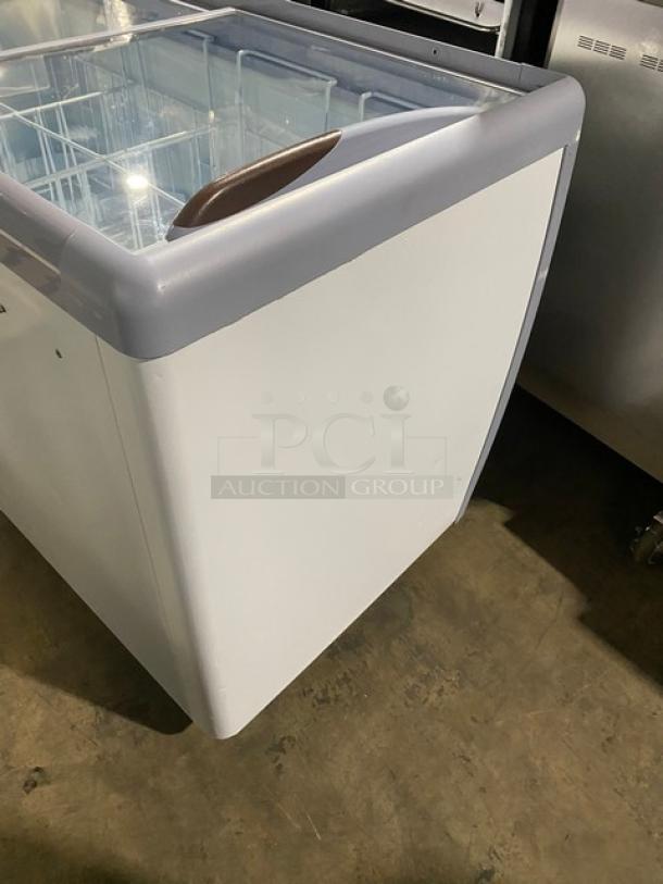 KoolMore! 2024 Late Model! Commercial White Ice Cream/Frozen Yogurt Merchandiser Display Freezer! With Top Double Sliding Glass Door! With Wire Baskets & Tub Holders! Model: KM-ICD-49SD! 115V! - Image 3 of 7