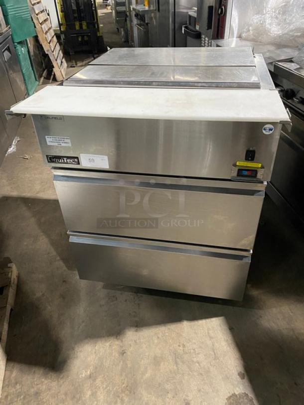 Delfield Commercial Stainless Steel 2 Drawer Refrigerated Mega Top Salad/Sandwich Prep Table! With Removable Cutting Board! Model: 18MC32P-BI SN: 2112820102419! 115V 1 Phase! On casters! - Image 1 of 9