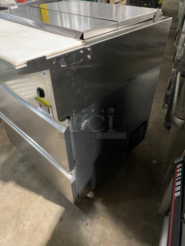 Delfield Commercial Stainless Steel 2 Drawer Refrigerated Mega Top Salad/Sandwich Prep Table! With Removable Cutting Board! Model: 18MC32P-BI SN: 2112820102419! 115V 1 Phase! On casters! - Image 2 of 9