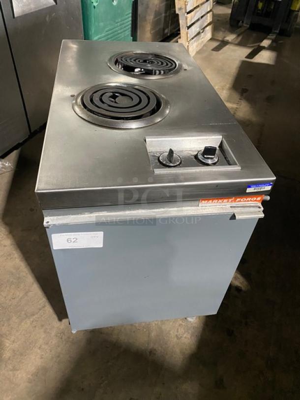 Market Forge Commercial Stainless Steel Electric Powered Double Hot Plate Range! With Single Door Enclosed Storage Base! Model: 2HPES SN: 69-31235! 208V 3 Phase! On Legs! - Image 1 of 9