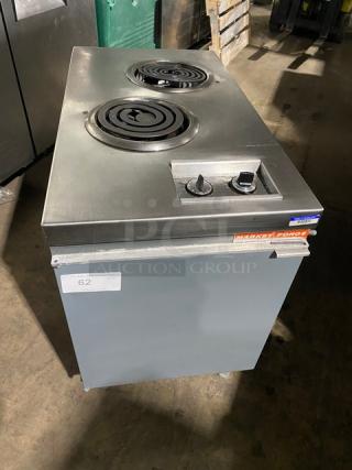 Market Forge Commercial Stainless Steel Electric Powered Double Hot Plate Range! With Single Door Enclosed Storage Base! Model: 2HPES SN: 69-31235! 208V 3 Phase! On Legs!
