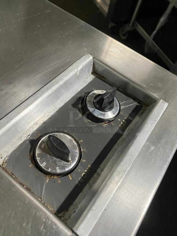 Market Forge Commercial Stainless Steel Electric Powered Double Hot Plate Range! With Single Door Enclosed Storage Base! Model: 2HPES SN: 69-31235! 208V 3 Phase! On Legs! - Image 7 of 9