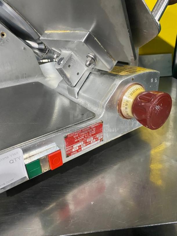 Fleetwood Commercial Stainless Steel Electric Powered Countertop Deli Meat Slicer! With 12" Blade! Model: 412E SN: 412C9427529! 115V 1 Phase! On Legs! - Image 6 of 8