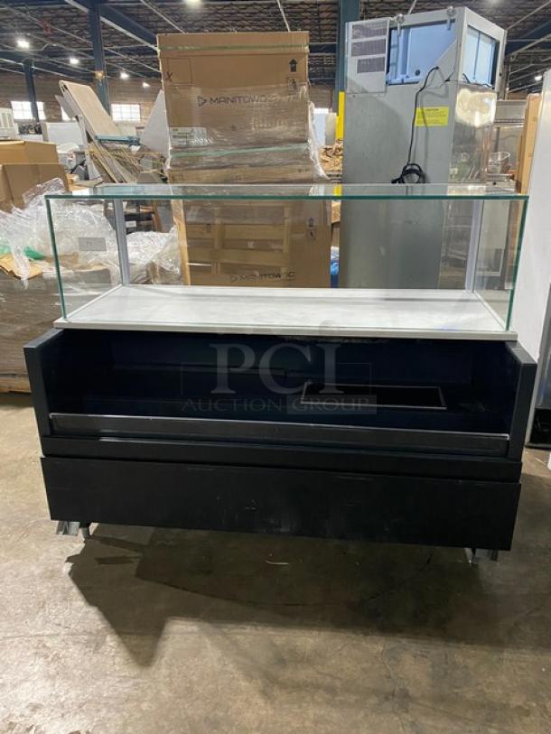 Structural Concepts Starbucks Style Commercial Black Refrigerated Multi-Level Open Grab-N-Go Display Case! With Top Enclosed Glass Merchandiser Showcase! Model: SBZ6652DR SN: 0640066 DT296345! 220V 1 Phase! On Legs! - Image 1 of 7