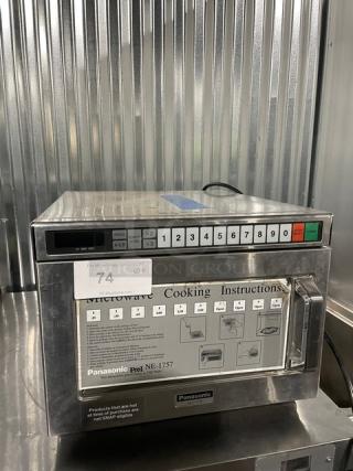 Panasonic Commercial Stainless Steel Electric Powered Countertop Heavy Duty Microwave Oven! With Programable Touch Controls! Model: NE-1757R SN: 6A55170313! 208V 1 Phase! On Legs!