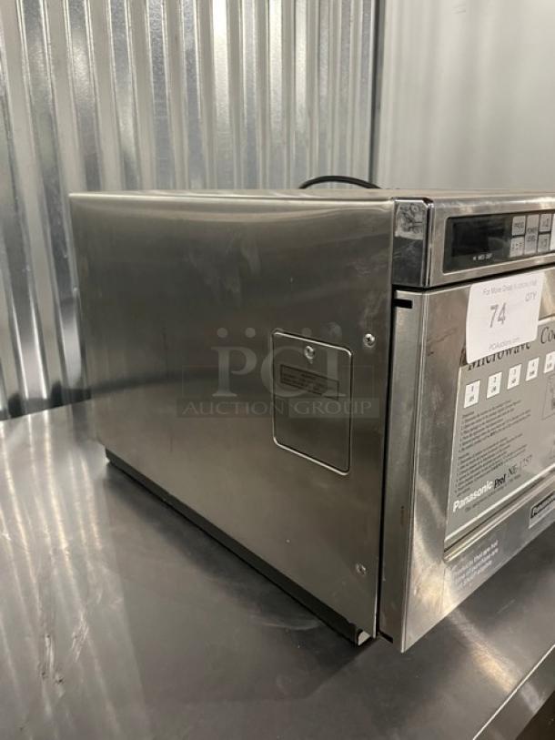 Panasonic Commercial Stainless Steel Electric Powered Countertop Heavy Duty Microwave Oven! With Programable Touch Controls! Model: NE-1757R SN: 6A55170313! 208V 1 Phase! On Legs! - Image 2 of 8
