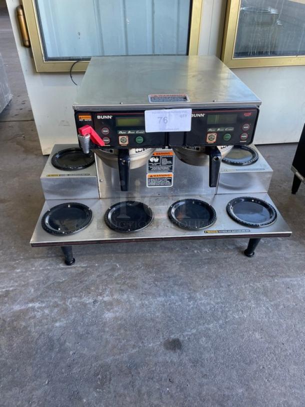 Bunn AXIOM Series Commercial Stainless Steel Countertop Coffee Brewer! With 6 Warmer Plates! With Digital Brewer Controls & Hot Water Dispenser! With Brew Baskets! Model: AXIOM 0/6 TWIN SN: AXTN031513! 120/208-240V 1 Phase! On Legs! - Image 1 of 7