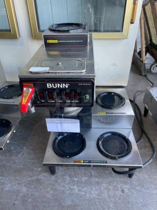 Bunn CW Series Commercial Stainless Steel Countertop Coffee Brewer! With 4 Warmer Plates! With Hot Water Dispenser & Brew Basket! Model: CWTF35-4W! 120/240V 1 Phase! On Legs!