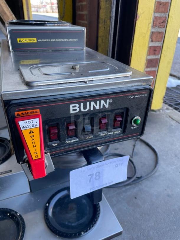 Bunn CW Series Commercial Stainless Steel Countertop Coffee Brewer! With 4 Warmer Plates! With Hot Water Dispenser & Brew Basket! Model: CWTF35-4W SN: CWTF126254! 120/240V 1 Phase! On Legs! - Image 6 of 8