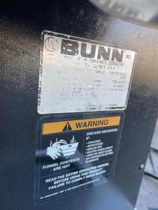 Bunn CW Series Commercial Stainless Steel Countertop Coffee Brewer! With 4 Warmer Plates! With Hot Water Dispenser & Brew Basket! Model: CWTF35-4W SN: CWTF126254! 120/240V 1 Phase! On Legs! - Image 7 of 8