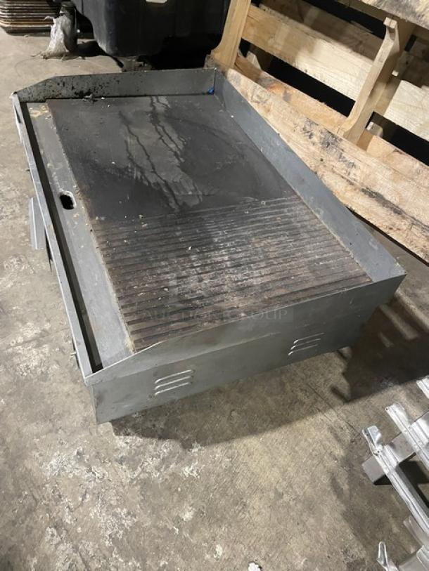 Commercial Stainless Steel Electric Powered Countertop Flat/Grooved Griddle! With Thermostatic Controls! With Back & Side Splash! On Legs! - Image 2 of 6