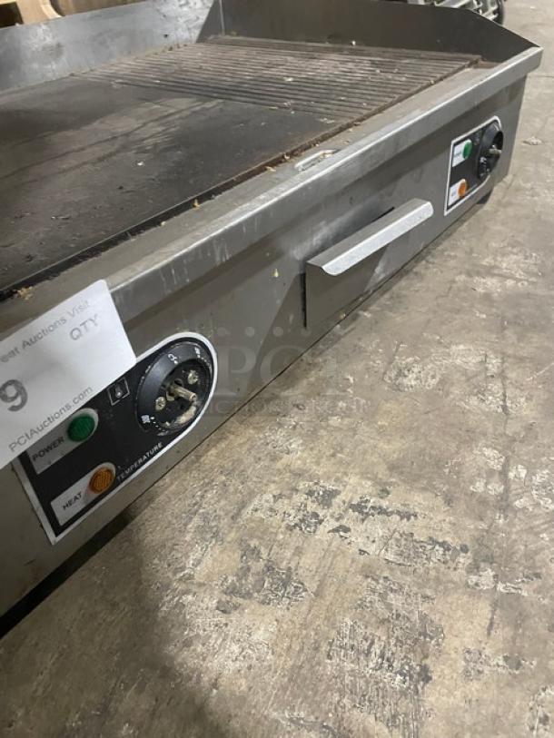 Commercial Stainless Steel Electric Powered Countertop Flat/Grooved Griddle! With Thermostatic Controls! With Back & Side Splash! On Legs! - Image 5 of 6