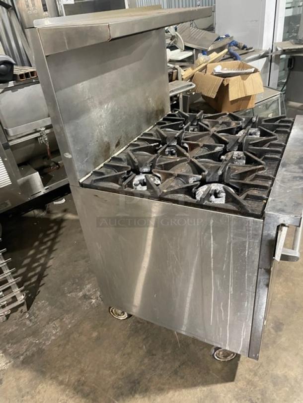 SunFire Commercial Stainless Steel Natural Gas Powered 6 Burner Range/Oven Combo! With Back Splash & Overhead Salamander Shelf! With Wire Oven Rack! Model: X36-6R! On Casters! - Image 3 of 10